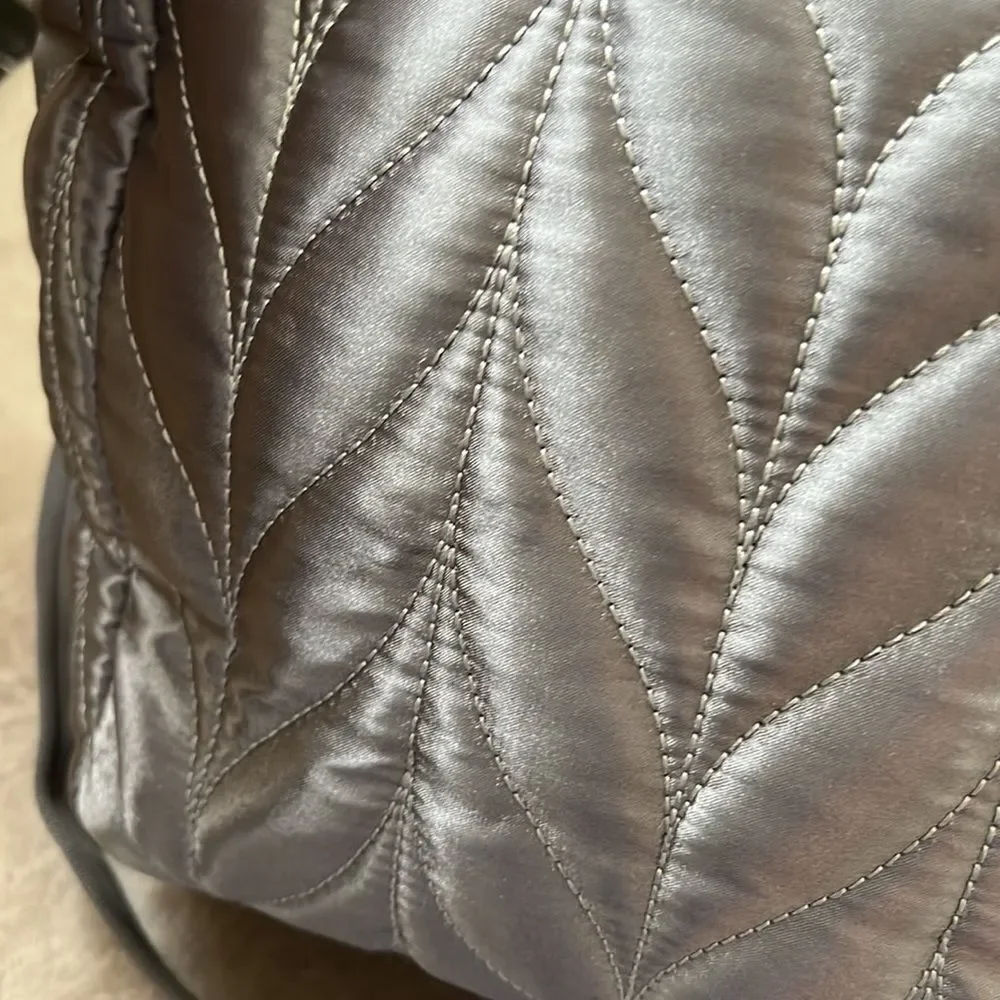 Kate Spade Briar Lane? Silver Quilted Sateen Handbag EUC
